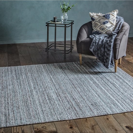 Tapeek Polyster And Wool Fabric Rug In Grey And Green