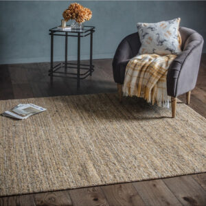 Tapeek Polyster And Wool Fabric Rug In Ochre And Grey